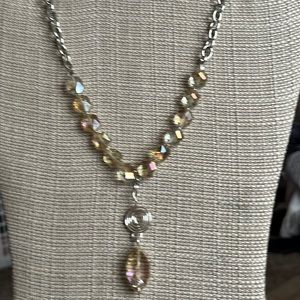 Glass and chain 14” necklace